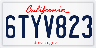 CA license plate 6TYV823