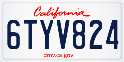 CA license plate 6TYV824