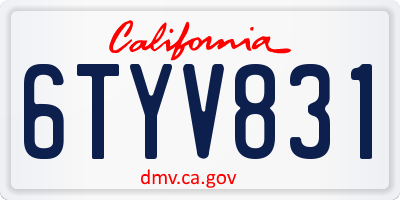 CA license plate 6TYV831
