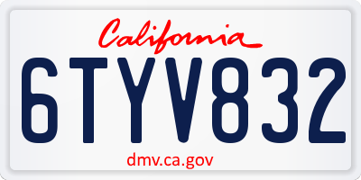 CA license plate 6TYV832