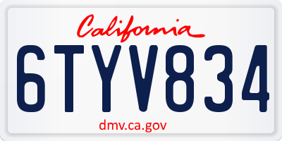CA license plate 6TYV834