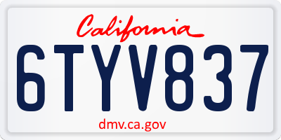 CA license plate 6TYV837