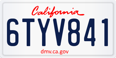 CA license plate 6TYV841