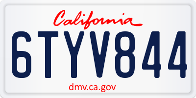 CA license plate 6TYV844