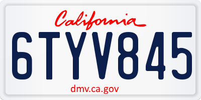 CA license plate 6TYV845
