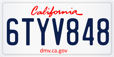 CA license plate 6TYV848
