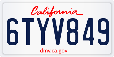 CA license plate 6TYV849