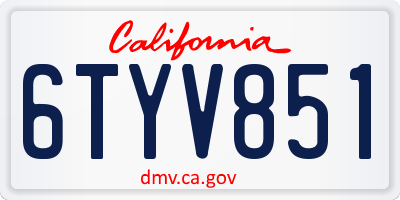 CA license plate 6TYV851