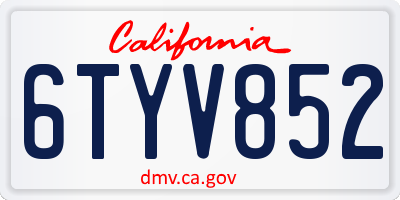 CA license plate 6TYV852