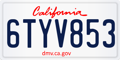 CA license plate 6TYV853
