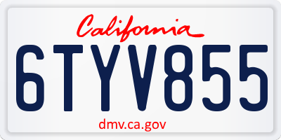 CA license plate 6TYV855