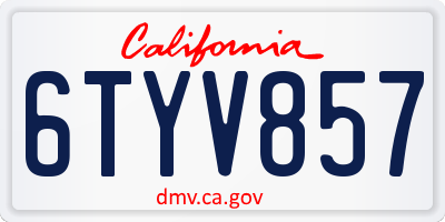 CA license plate 6TYV857