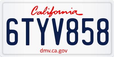 CA license plate 6TYV858