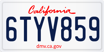 CA license plate 6TYV859