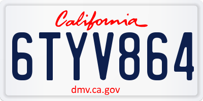 CA license plate 6TYV864
