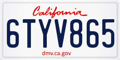 CA license plate 6TYV865
