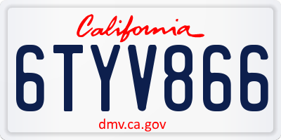 CA license plate 6TYV866