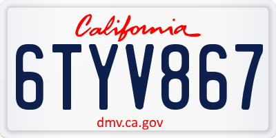 CA license plate 6TYV867