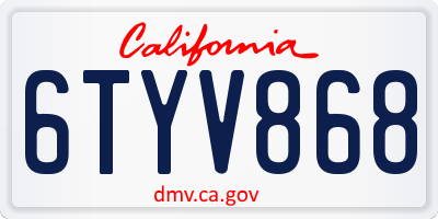 CA license plate 6TYV868