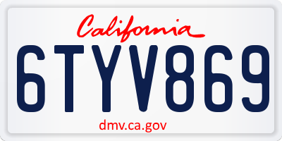 CA license plate 6TYV869