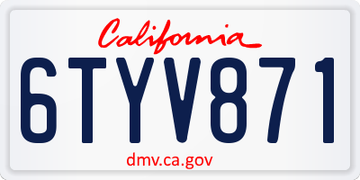CA license plate 6TYV871