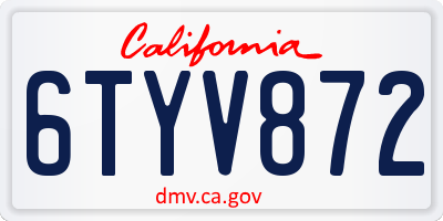 CA license plate 6TYV872