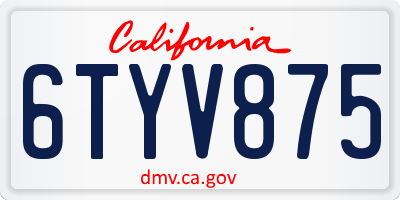 CA license plate 6TYV875