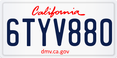 CA license plate 6TYV880