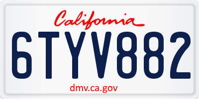 CA license plate 6TYV882
