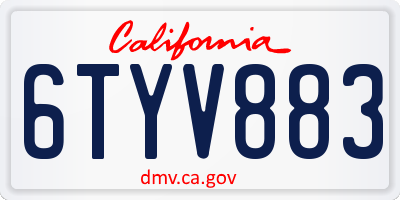 CA license plate 6TYV883