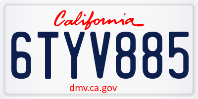 CA license plate 6TYV885