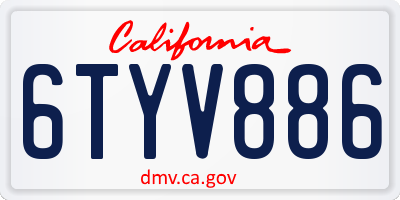 CA license plate 6TYV886