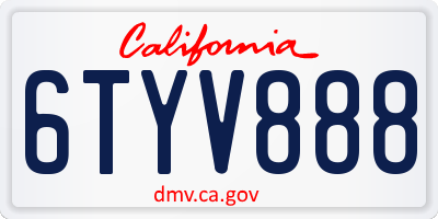 CA license plate 6TYV888