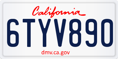 CA license plate 6TYV890