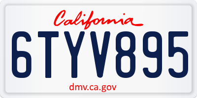 CA license plate 6TYV895