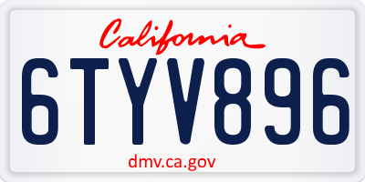 CA license plate 6TYV896