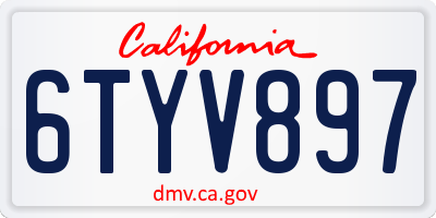 CA license plate 6TYV897
