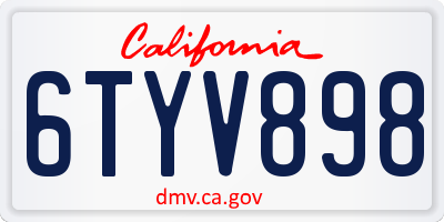 CA license plate 6TYV898