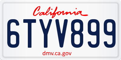 CA license plate 6TYV899