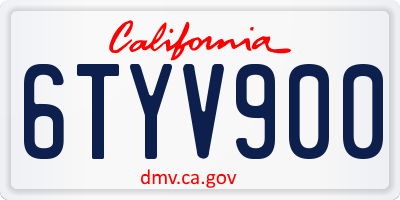 CA license plate 6TYV900