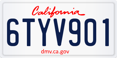 CA license plate 6TYV901