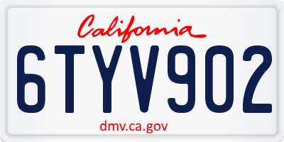 CA license plate 6TYV902
