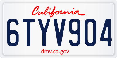 CA license plate 6TYV904