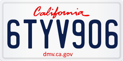CA license plate 6TYV906