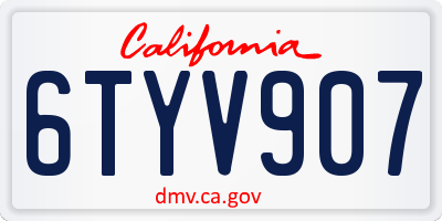 CA license plate 6TYV907