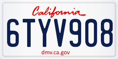 CA license plate 6TYV908