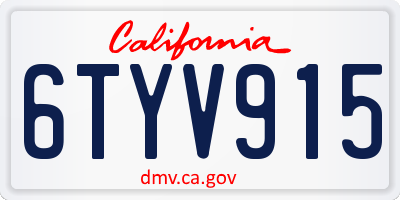 CA license plate 6TYV915