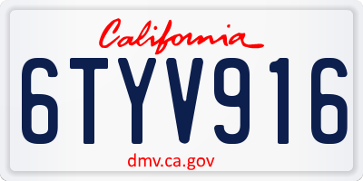 CA license plate 6TYV916