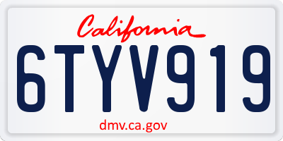 CA license plate 6TYV919