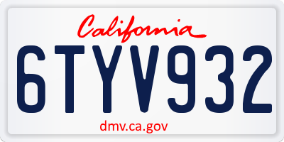 CA license plate 6TYV932
